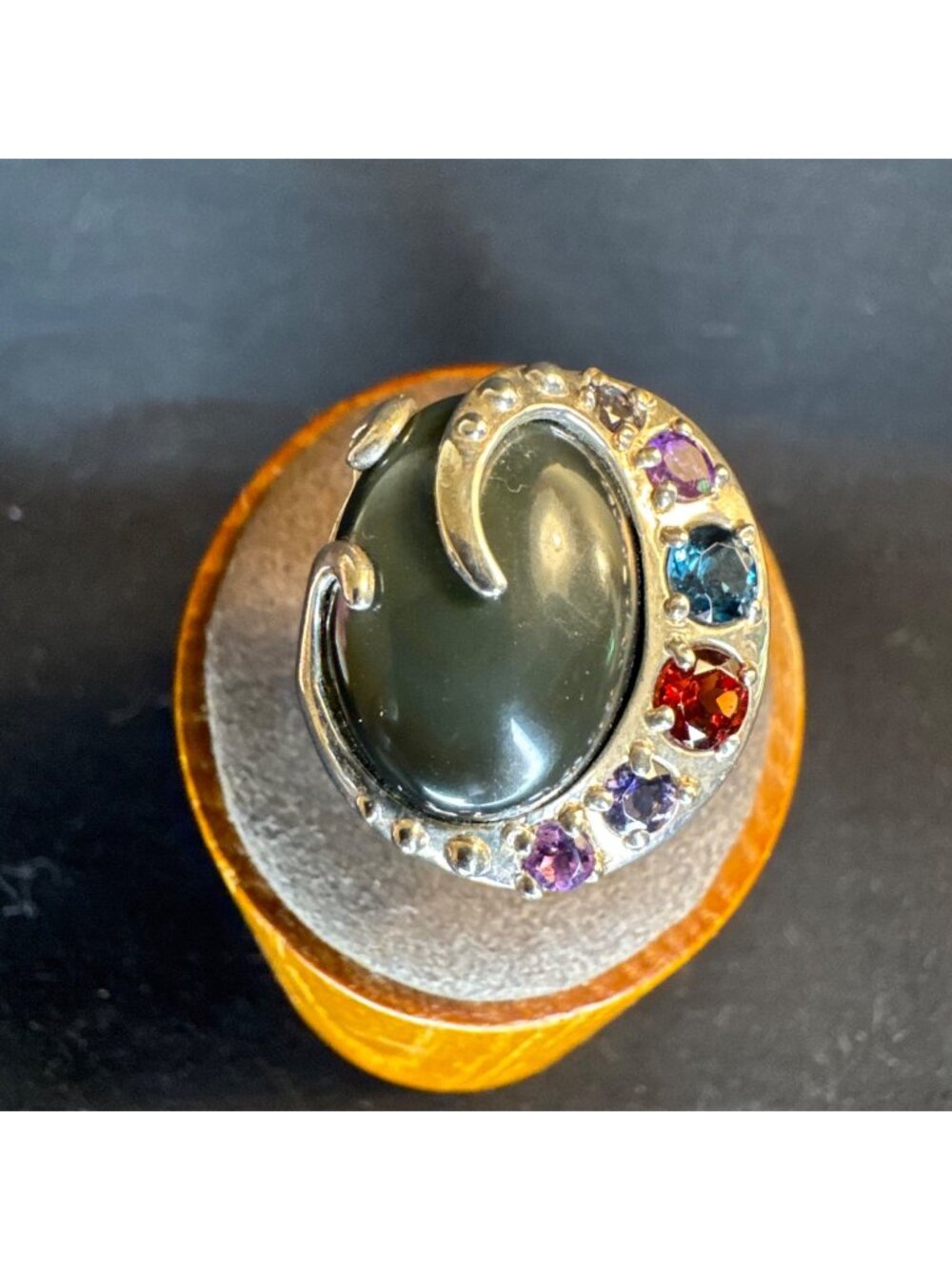 Carolyn Pollack Sterling Silver 925 Multi Gemstone Statement Ring Size 9.75